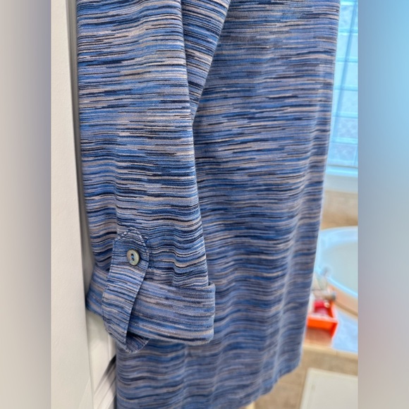 J Jill Cotton Open Front Cardigan Size XSP Roll Up Long Sleeve Heathered Blue - Picture 5 of 13